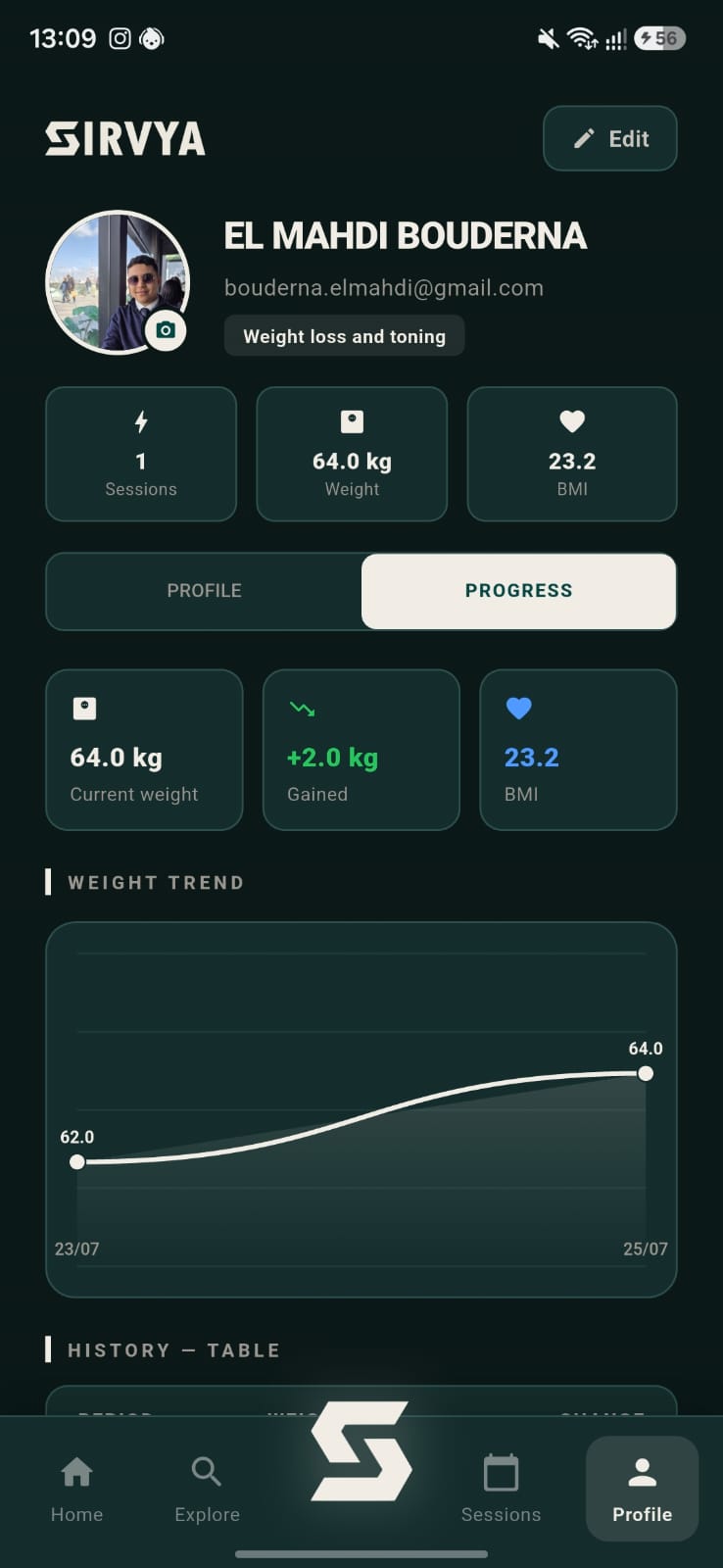 Bookings screen