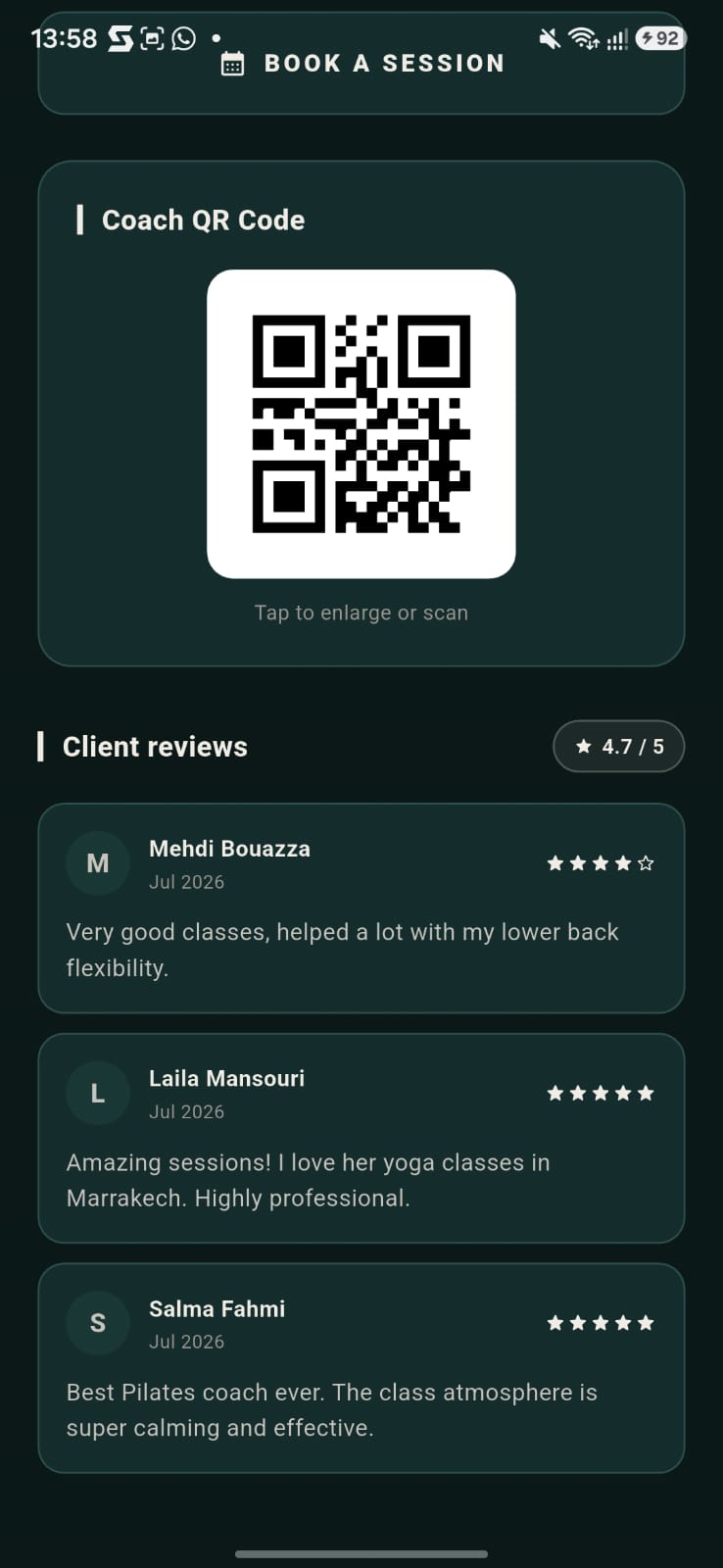 Coach booking screen